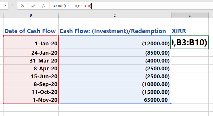 How To Calculate XIRR - Step 2