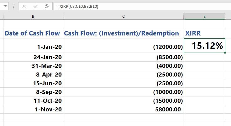 How To Calculate XIRR - Step 3